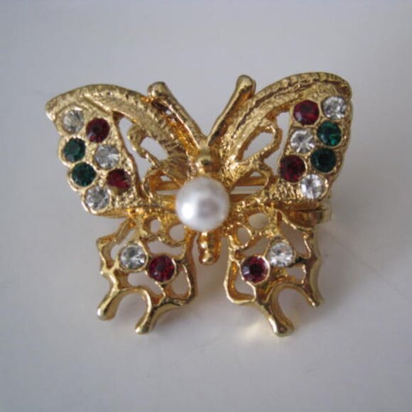 Vintage Butterfly Bolo Tie Clasp Gold Tone Slider Only - No Cord - Picture 1 of 7